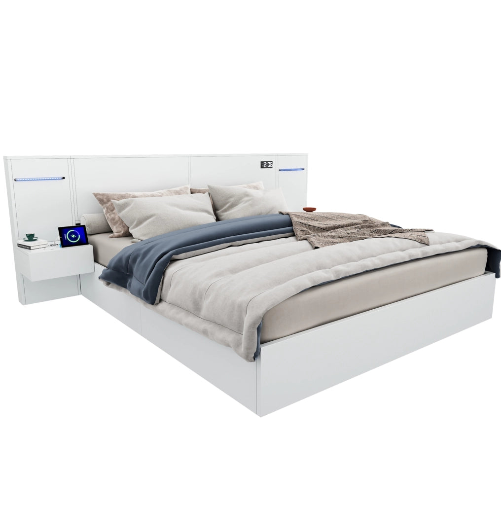 Letto matrimoniale 160x200 cm con USB, Bluetooth e LED