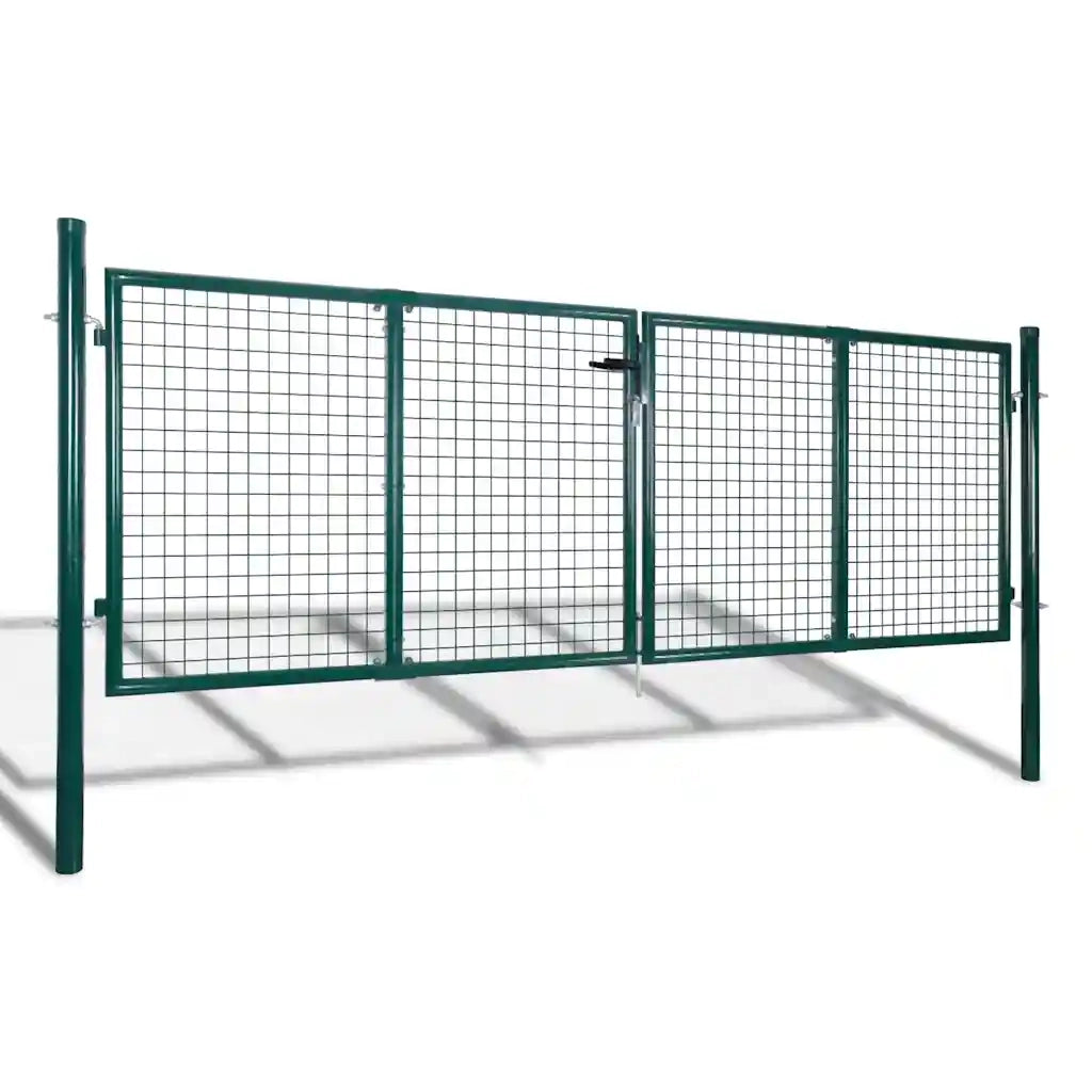 Cancello per Recinzione in Acciaio 300x125 cm Verde 42981