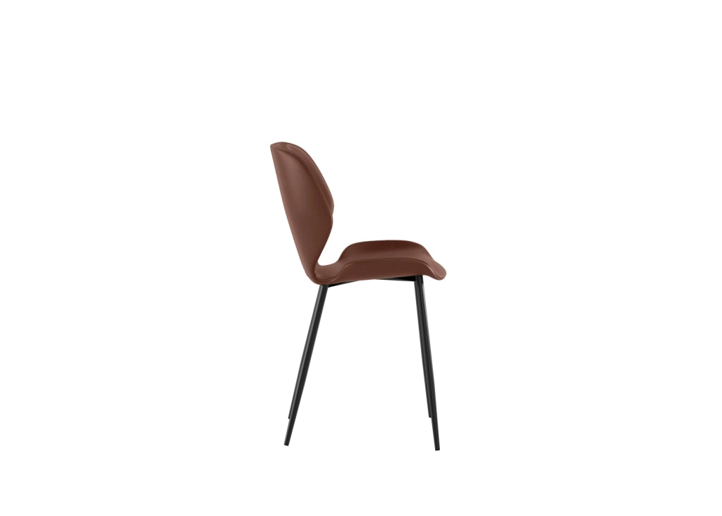 Sedia da pranzo Diana con seduta in soft-touch cuoio e gambe in metallo nero, design vintage moderno - Sedia living di alta qualità