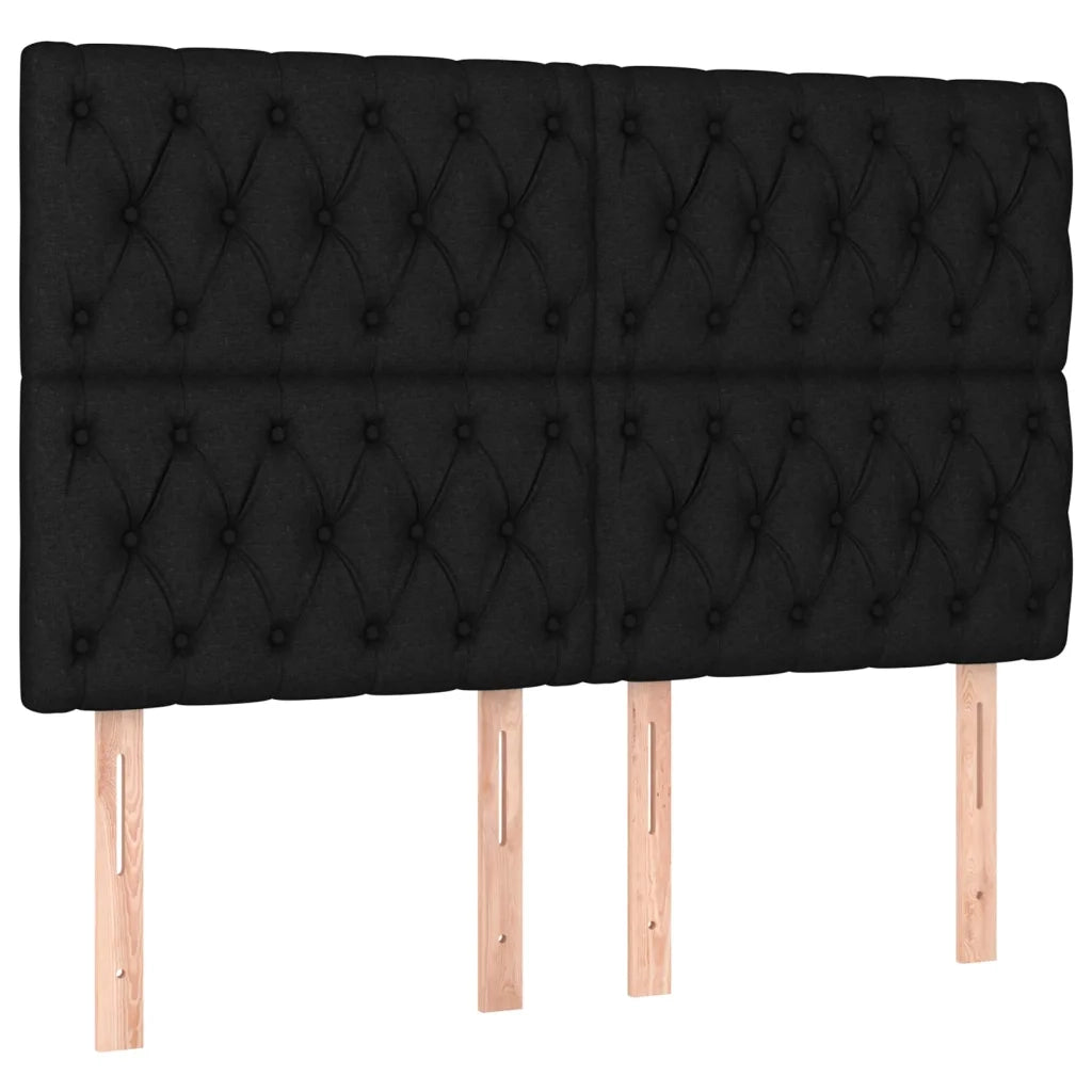 Testiera | Testata Nera 144x7x118/128 cm Tessuto