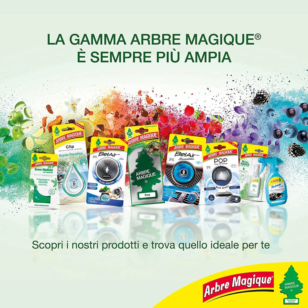 Profumatore Auto, Durata fino a 7 Settimane, Made in Italy, 6 Unità, Fruit Cocktail, Arbre Magique