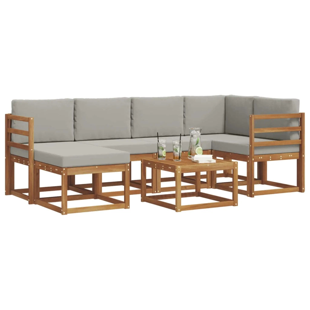 Set di divani da esterno 7 pcs Grigio Naturale e Chiaro 3366659