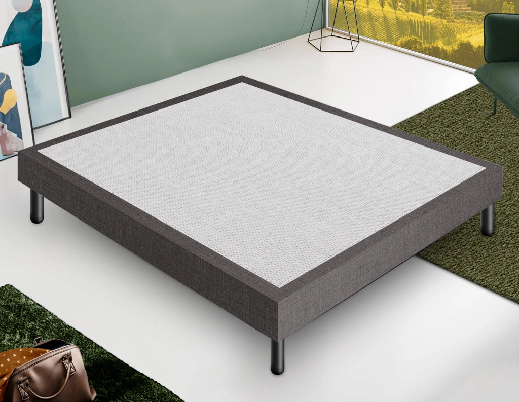 Letto Sommier Singolo 80x200 Grigio Scuro Rivestito - Resistente fino a 120 Kg per Persona