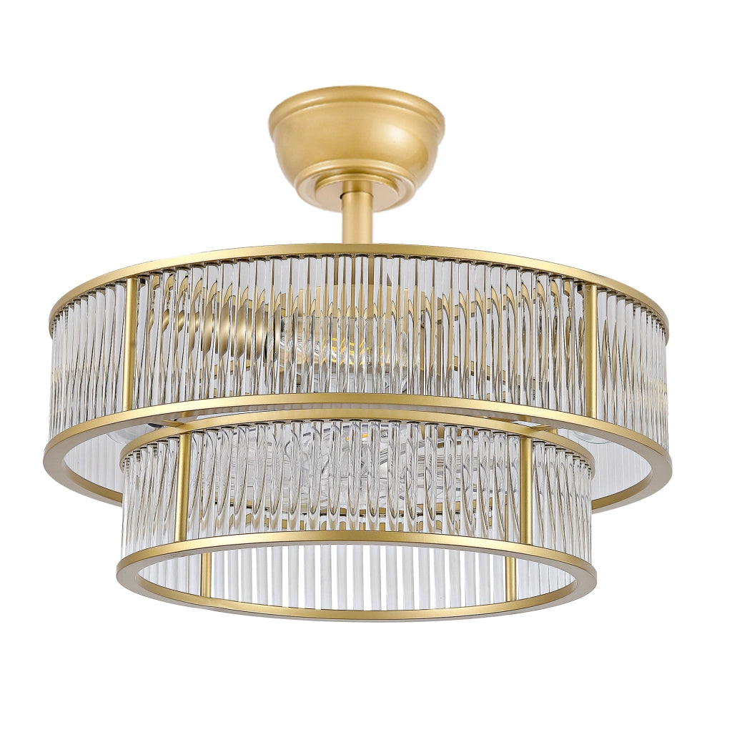 Ventilatore a soffitto in cristallo 19 pollici ¨C Minimal ¨C Ala ABS, controllo doppio tramite app, 6 velocit¨¤, silenzioso, oro