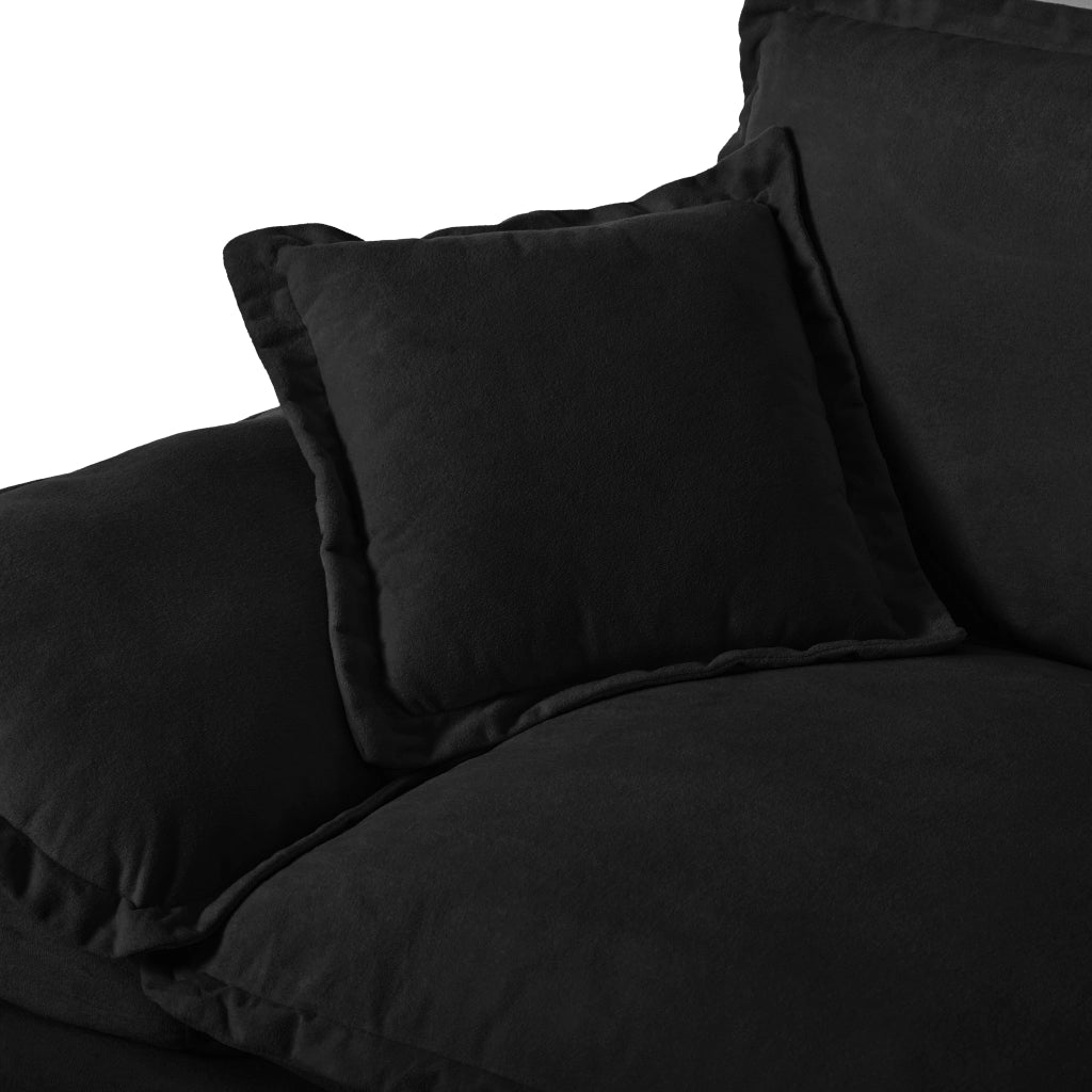 Divano Modulare U-Shape con Ottomane, Contenitore e Portabicchieri ¨C MINIMAL ¨C Chenille, Nero