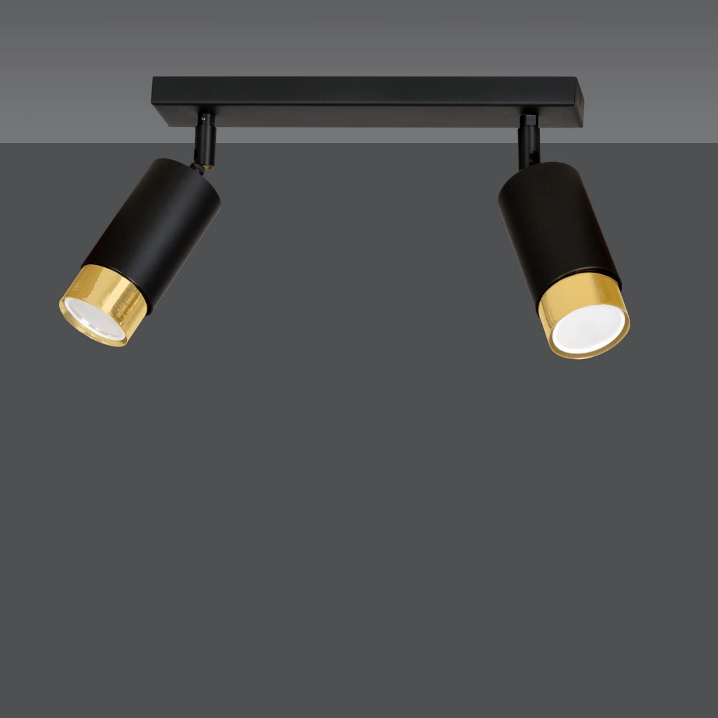 Plafoniera Emibig HIRO 2 faretti GU10 nero oro 30cm