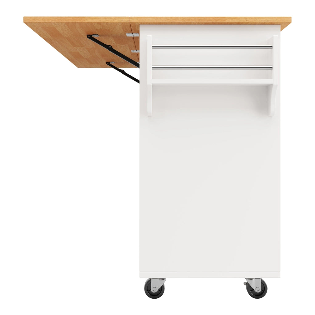 Isola da Cucina Mobile con Piano Ribaltabile 122 x 74.5 x 91.5 cm Bianca - per Cucina e Sala da Pranzo