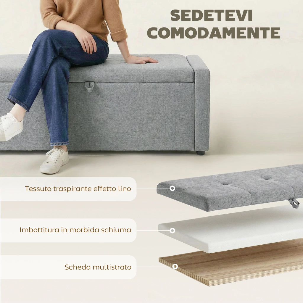 Pouf Contenitore 142L ¨C Xylo ¨C Tessuto Lino Grigio Chiaro 200kg