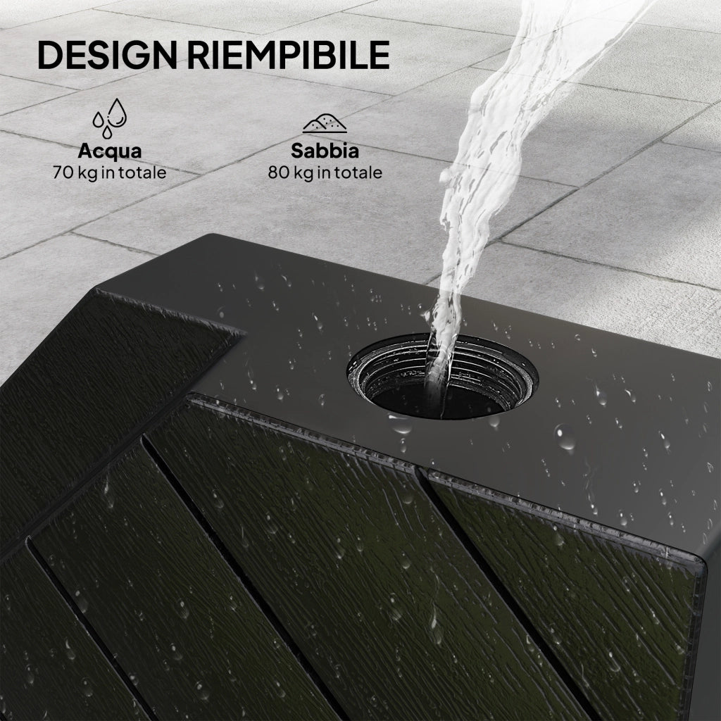 Set 4 Mattonelle Base per Ombrellone a Braccio ¨C Minimal ¨C Nero
