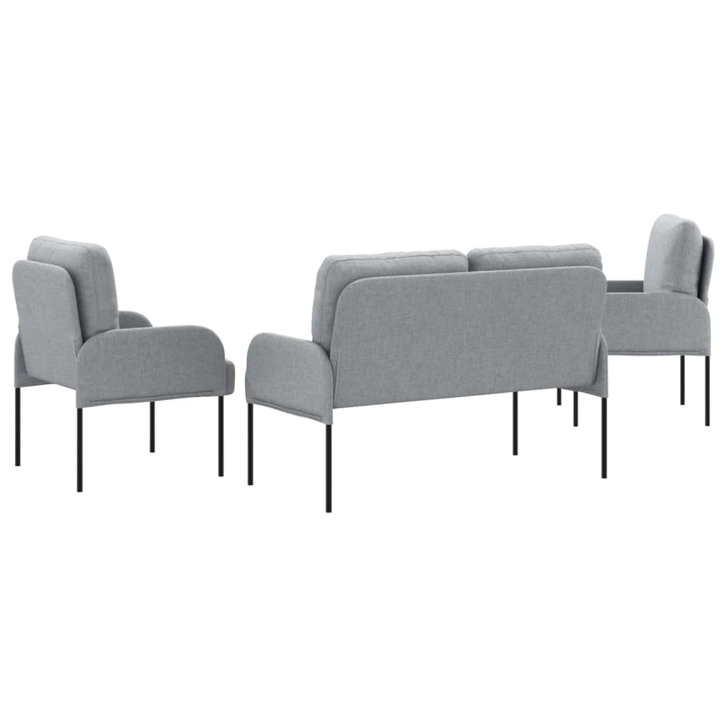 Set divani con cuscino 3 pcs Grigio chiaro 115 x 56 x 80 cm 3406208