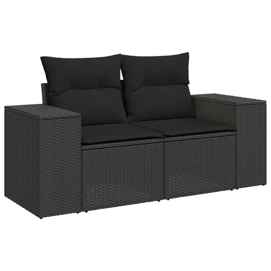 Set Divani da Giardino 11 pz con Cuscini in Polyrattan Nero 3223114