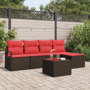 Set di divani con cuscino 6 pcs Marrone e Rosso polyrattan 3355023