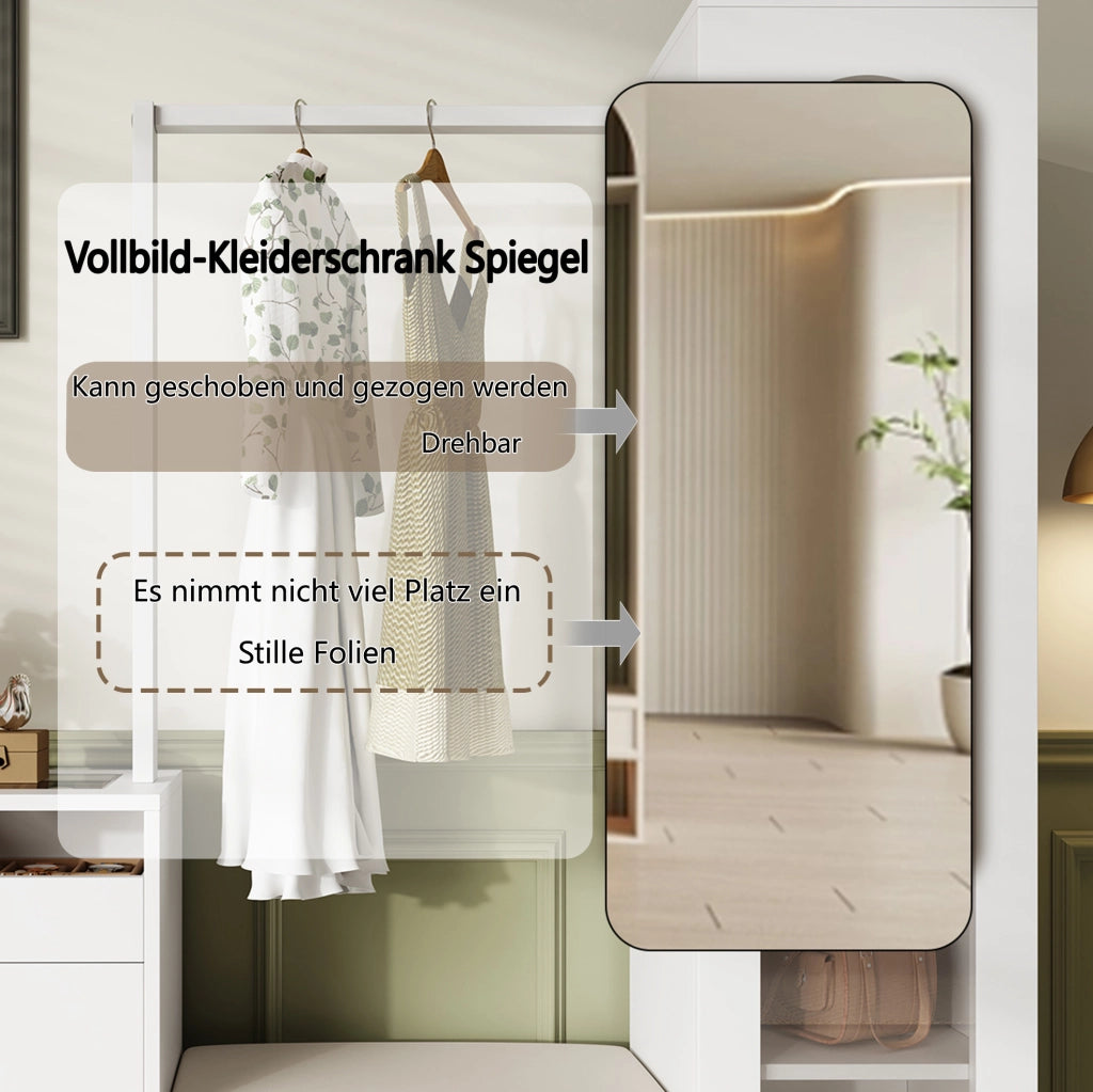 Mobile ingresso multifunzione con LED, specchio e scarpiera