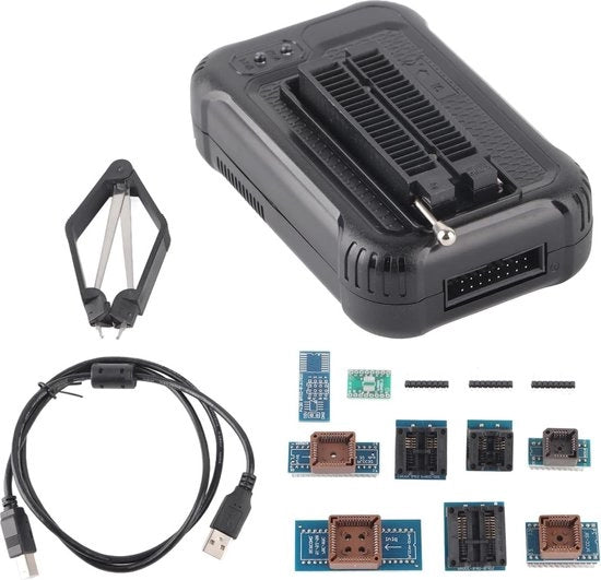 Programmatore USB TL866II Plus con 9 adattatori di alimentazione - EEPROM Flash 8051 AVR MCU GAL PIC - compatibilità con Win 2000 XP 2003 2008 VISTA 7 8 10 - 15000+ programmi.