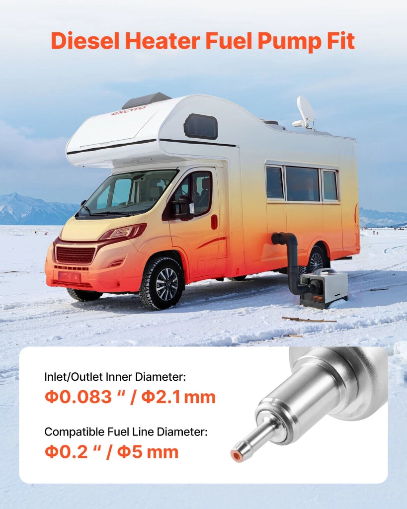Pompe à Carburant pour Chauffage Diesel 12/24 V DC, Pompe Doseuse de Carburant pour Réchauffeur d'Air de Stationnement 2/5/8 kW, Débit 22-32 mL, Conce