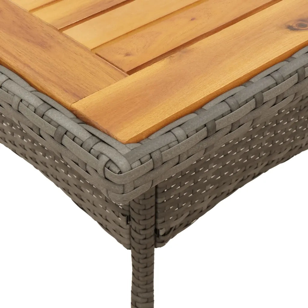 Set Pranzo da Giardino 3pz | Set Salotto da Giardino con Cuscini Polyrattan Acacia Grigio