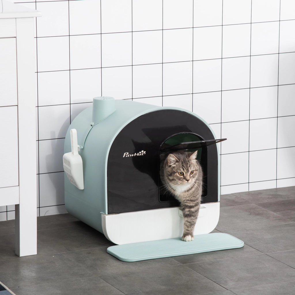 Lettiera per gatti con coperchio ¨C Xylo ¨C Verde 43x44x47cm con paletta e tappetino