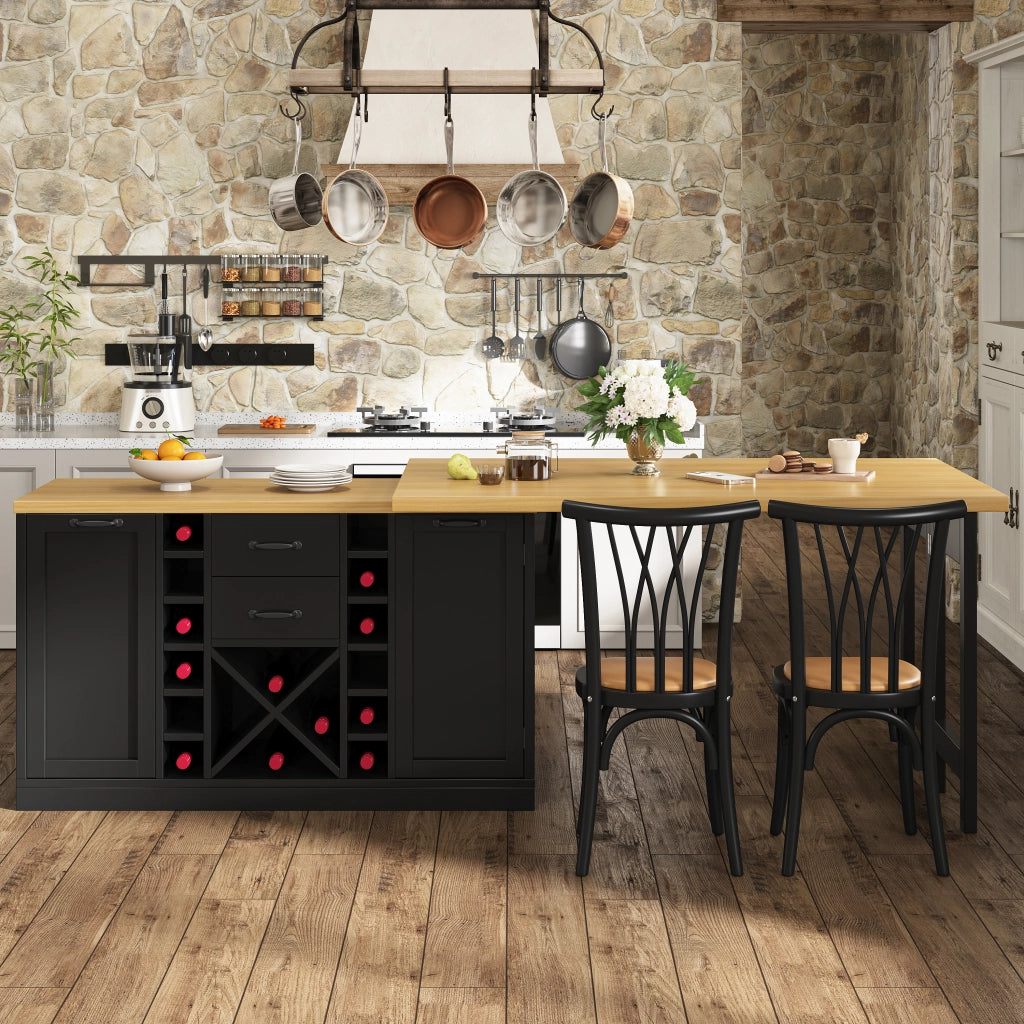 Tavolo da pranzo girevole con contenitore in MDF e metallo nero per cucina e sala da pranzo 120 × 40 × 73,8 cm