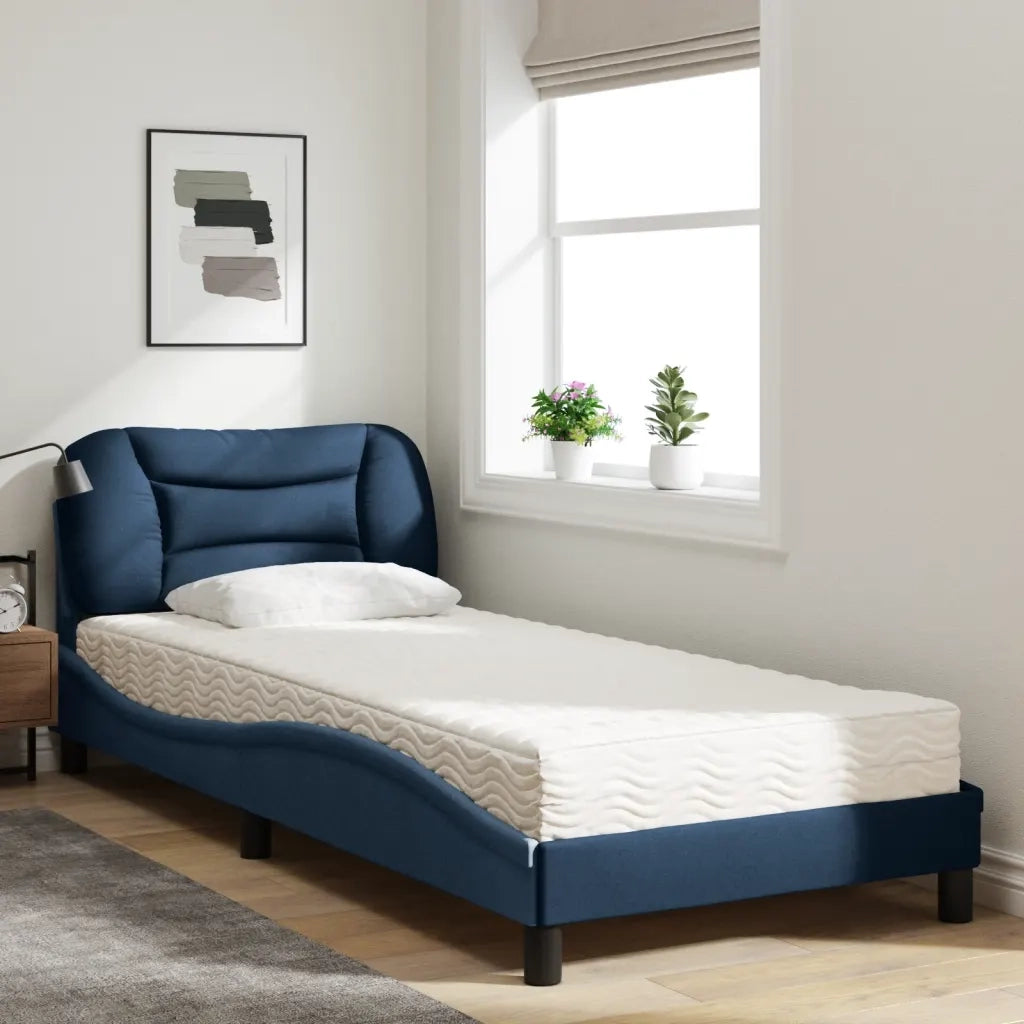 Letto con Materasso Hvar Blu 80x200 cm in Tessuto