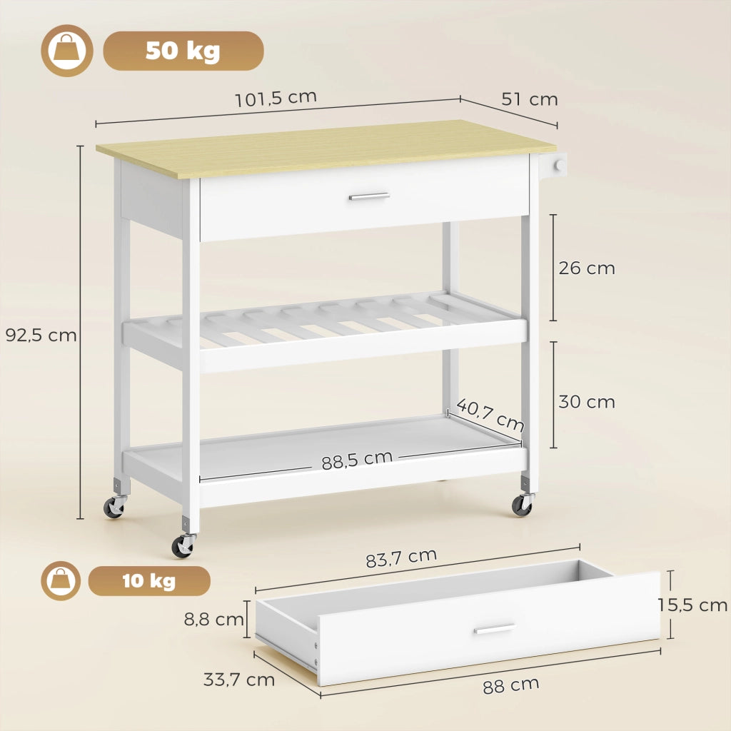 Carrello da cucina con ripiani ¨C Minimal ¨C Bianco