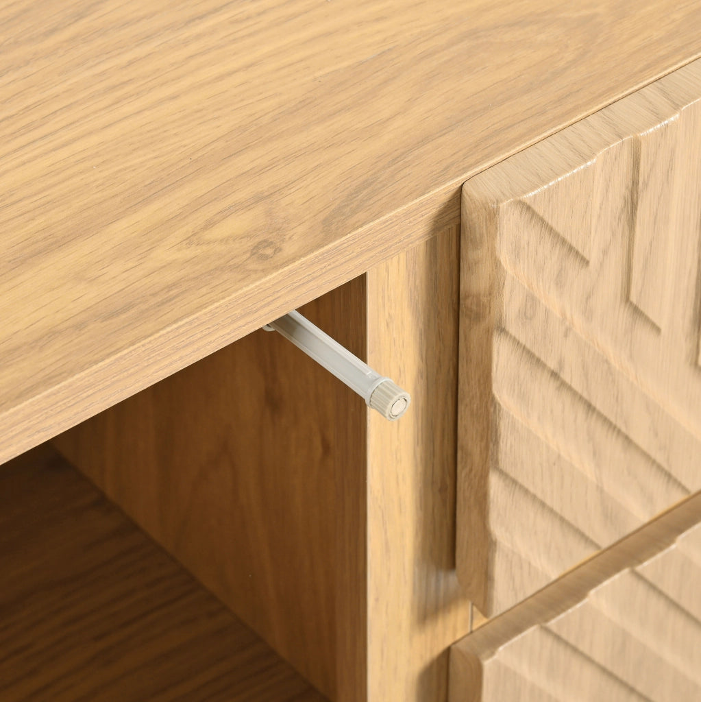 Credenza 140x40x75 cm con 2 ante e 3 cassetti in truciolare naturale e metallo