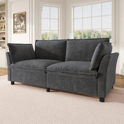 Divano 2 posti 155x81x87 cm in ciniglia grigia con 2 cuscini e struttura in ferro