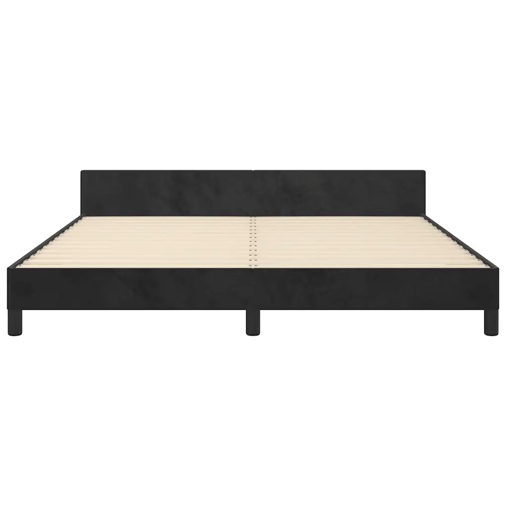 Letto matrimoniale | Letto per adulti | Giroletto senza Materasso Nero 160x200 cm in Velluto