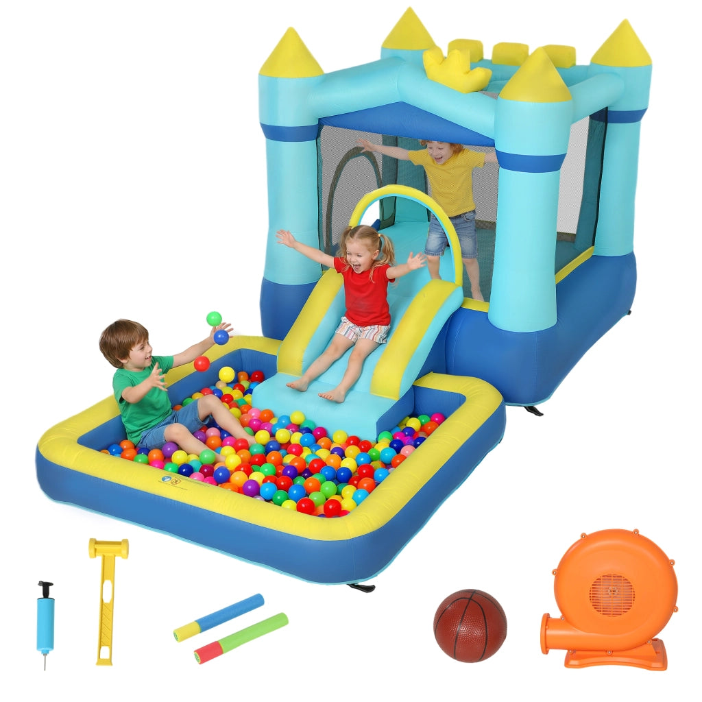 Castello Gonfiabile per Bambini con Scivolo e Canestro ¨C Zephmum ¨C Blu