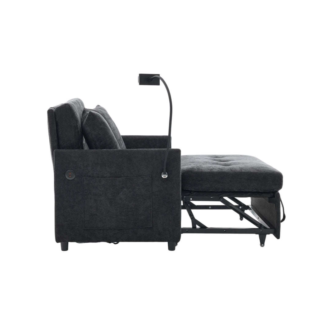 DIVANO Imbottito con USB e Porta Tablet 109x72x83,5 cm Nero