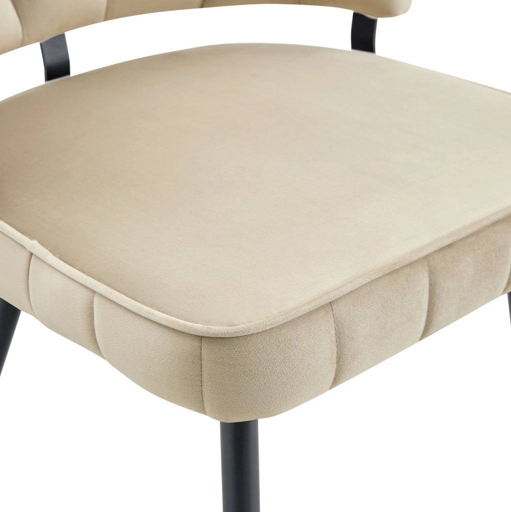 Set tavolo da pranzo rotondo Ø107 cm con 4 sedie in tessuto marrone chiaro HOMVRA