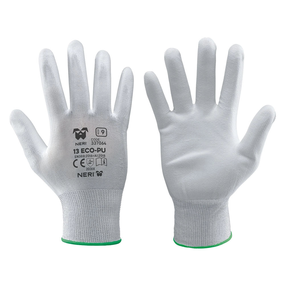 12coppie guanti 'eco-pu' tg. 9  bianco cod:ferx.111003nlm