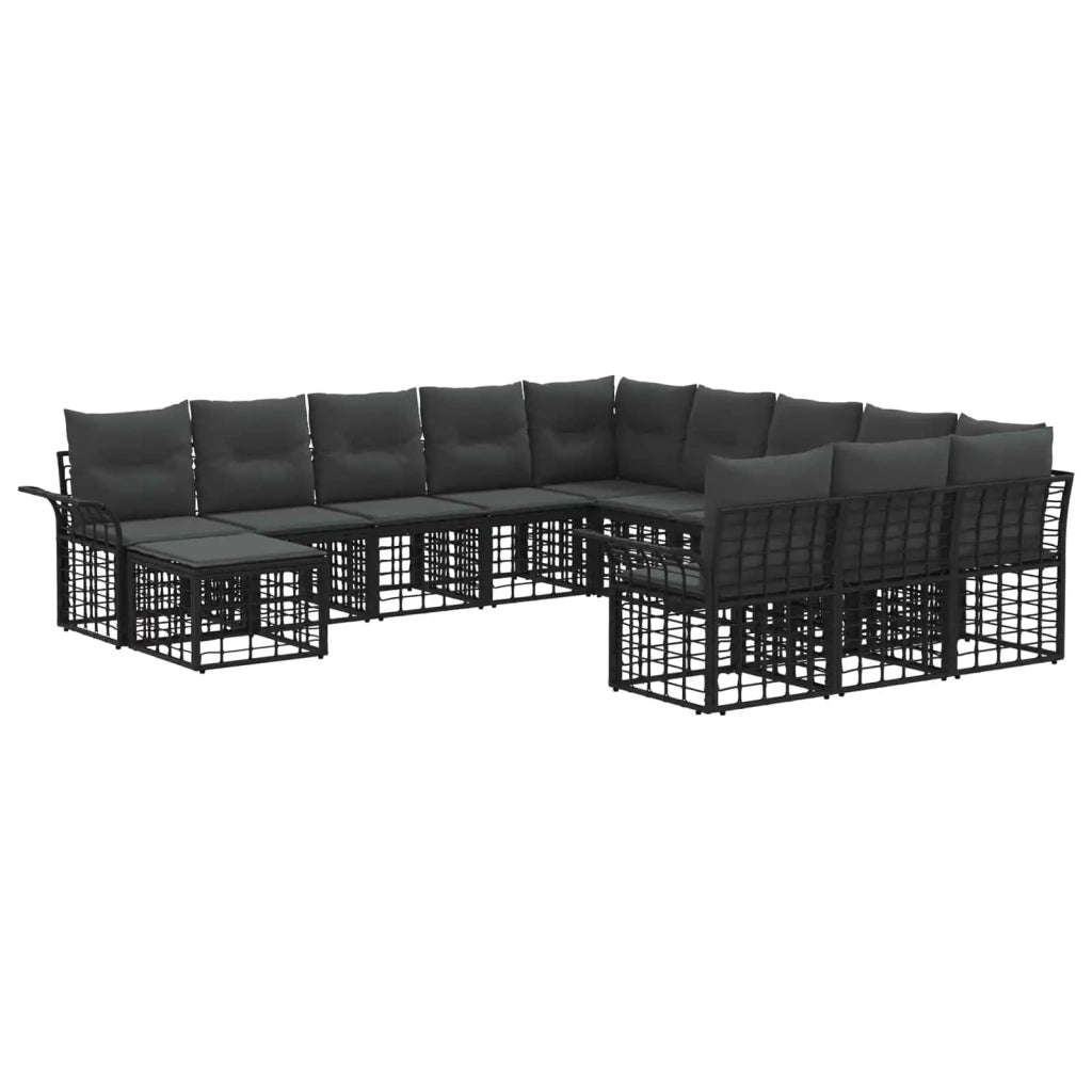 Set Divano da Giardino 12 pz Nero e Grigio scuro polyrattan 3437825