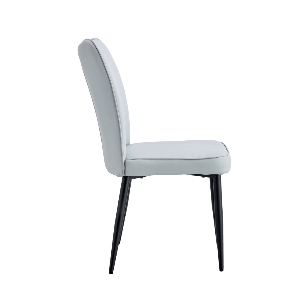 Set Tavolo Rotondo e 2 Sedie da Pranzo ¨C Xylo ¨C Piano MDF, Gambe Nere, Seduta Grigio Chiaro