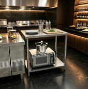 Tavolo da lavoro in acciaio inox 90x60x86 cm con ripiano inferiore HOMVRA