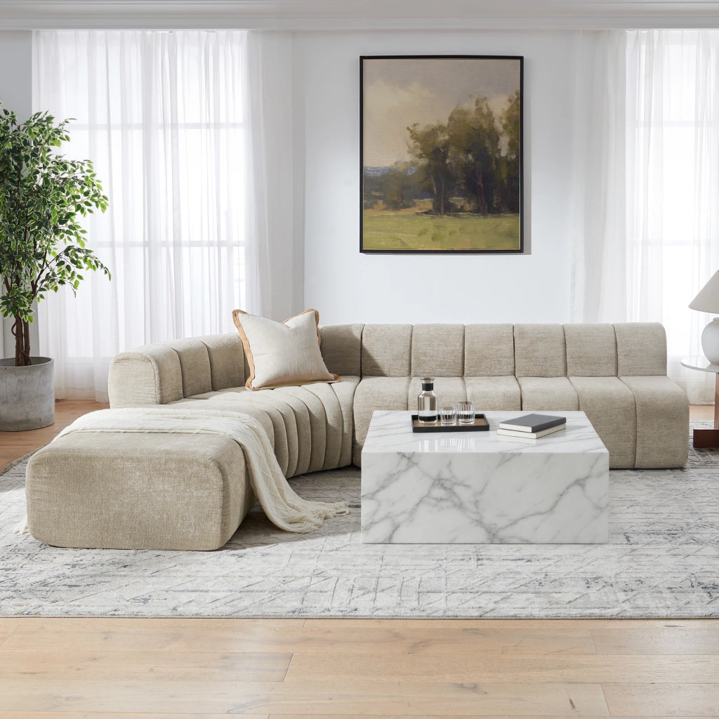 Divano angolare modulare 4 posti - con moduli combinabili e seduta versatile - marrone