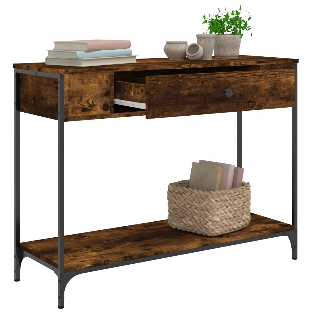 Tavolino Consolle | Tavolo d'Ingresso Rovere Fumo 100x34,5x75cm Legno Multistrato