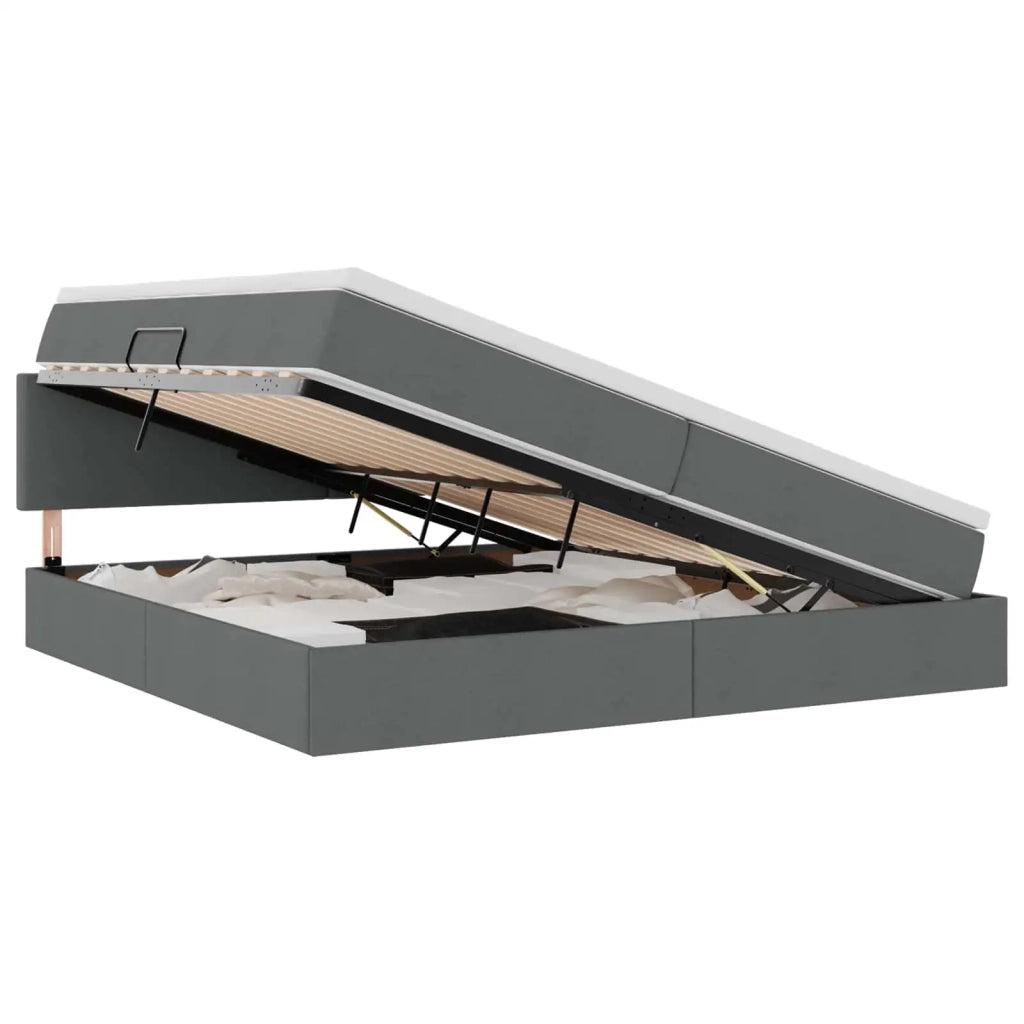 Letto con contenitore e materasso Grigio scuro 200 x 200 cm 3370468