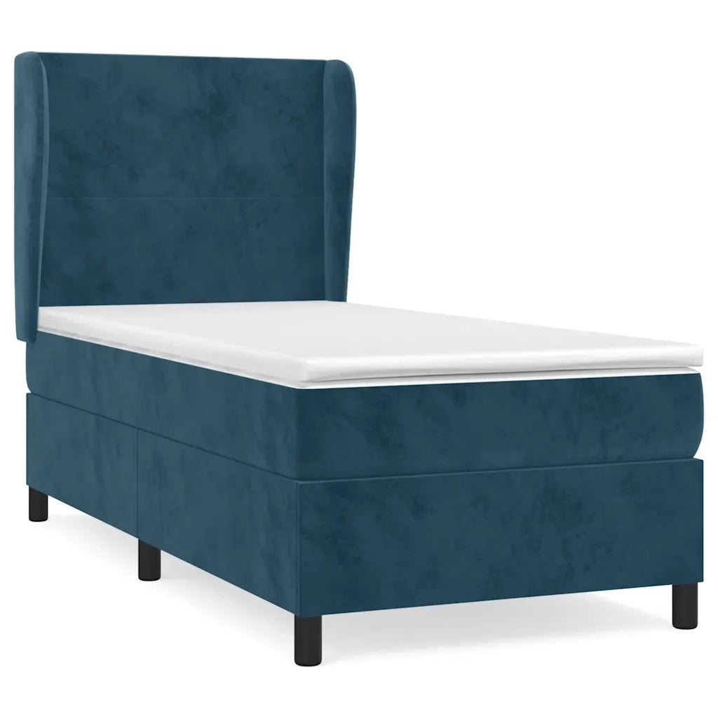 Giroletto a Molle con Materasso Blu Scuro 90x200 cm in Velluto 3129073