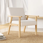 Poltrona scandinava in lino color crema