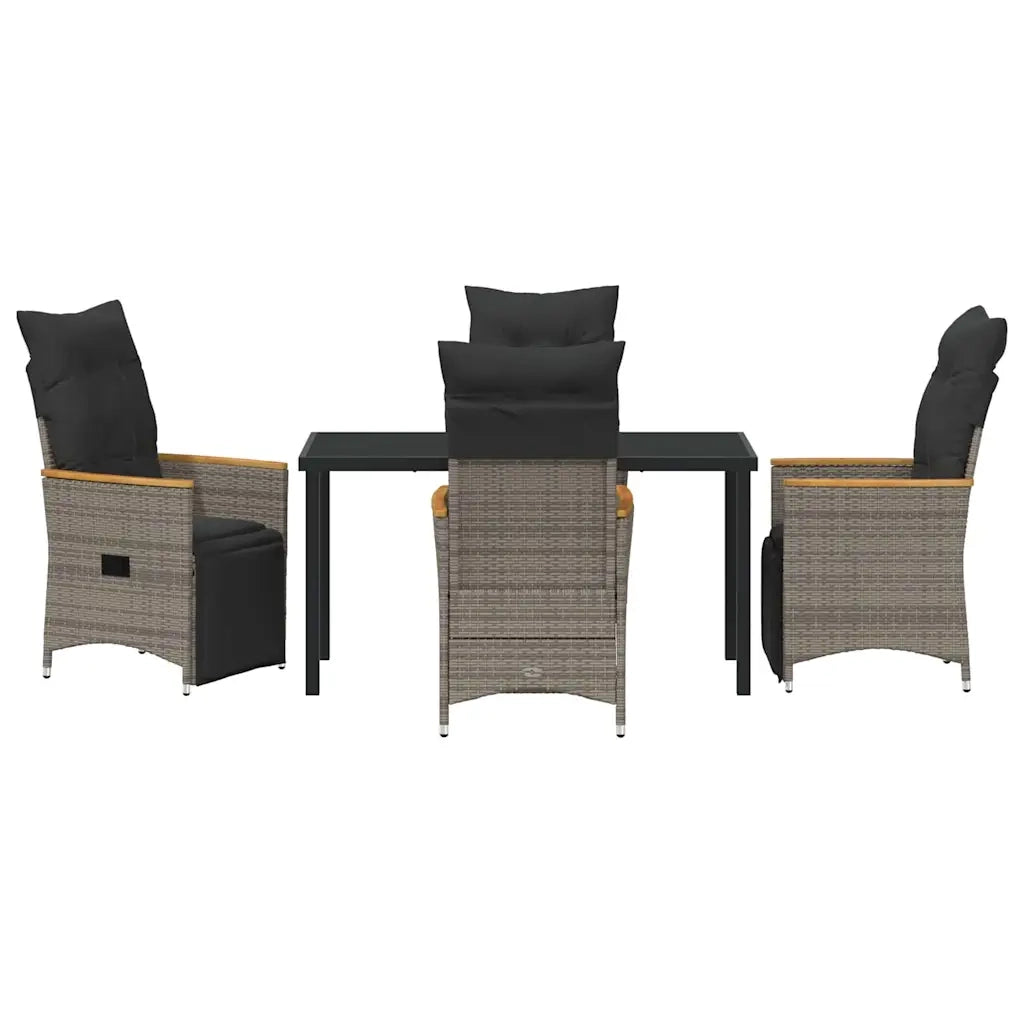 Set da Pranzo per Giardino con cuscino 5 pcs Grigio polyrattan 3379627