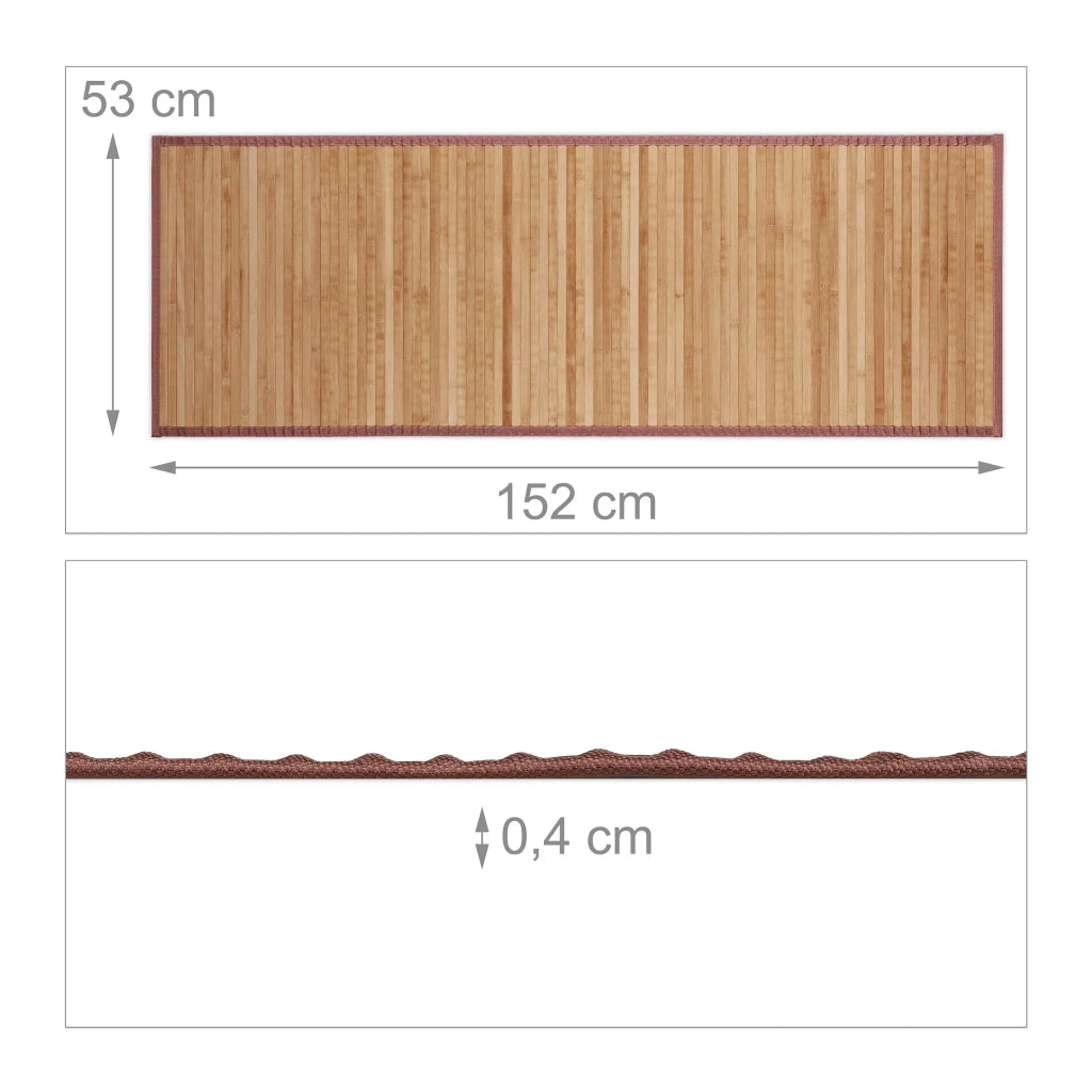 Tappetino da bagno in bambù naturale 61 x 122 cm antiscivolo design caldo in bambù marrone 13_0005433
