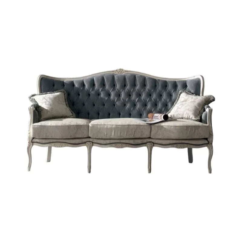 Divano classico 3 posti barocco imbottito grigio 186x83x98