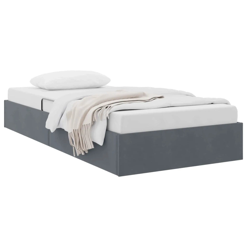 Letto ottomano Grigio Scuro 90 x 190 cm Velluto 3442851
