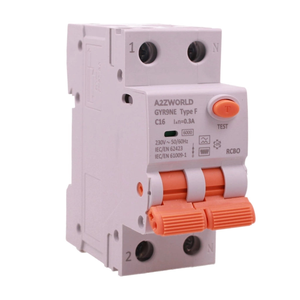 RCBO Interruttore Magnetotermico Differenziale Tipo F, Curva C 1P+N 2M 6000A 300mA/0.3A, AC 230V IP20 Corrente Disponibili 16A 20A 25A 32A (C16A)