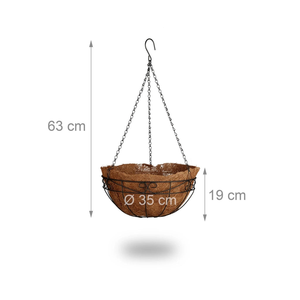 Set di 3 vasi sospesi decorativi da giardino 65 x 35 x 35 cm in ferro nero 13_0004449