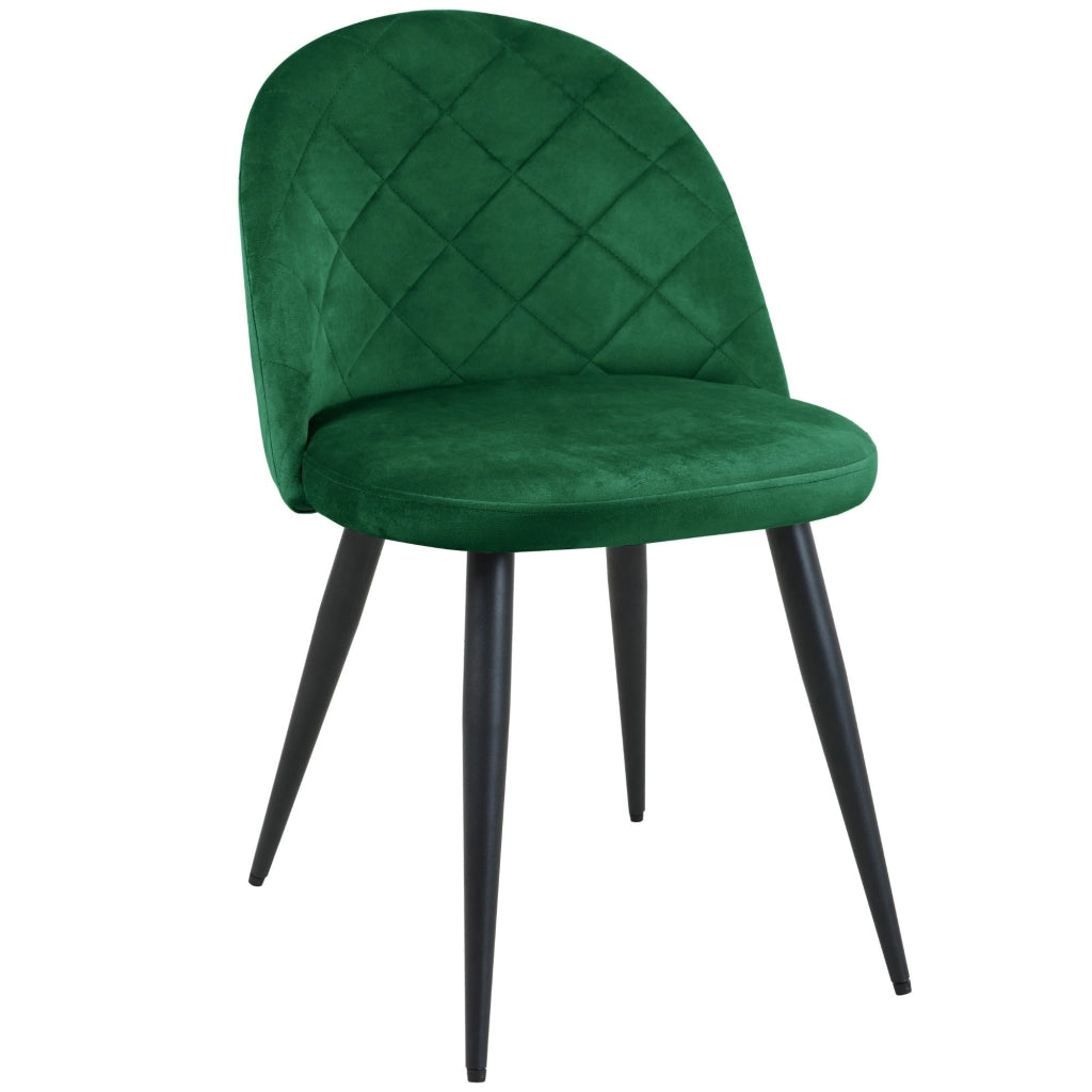 Set di 4 Sedie da Pranzo in Velluto SJ.077 Verde Bottiglia
