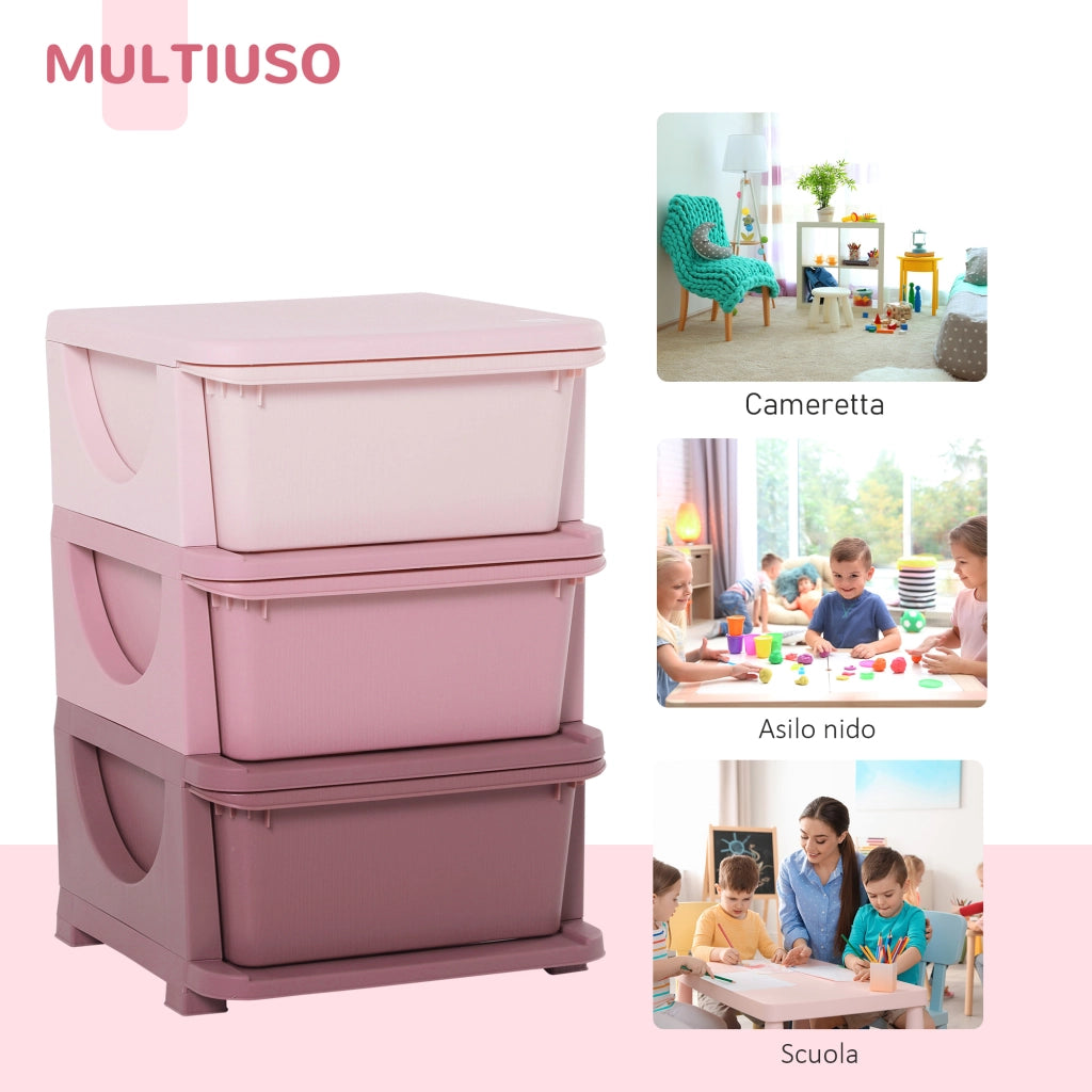 Cassettiera 6 Cassetti per Bambini ¨C Minimal ¨C Rosa 37x37x56.5 cm