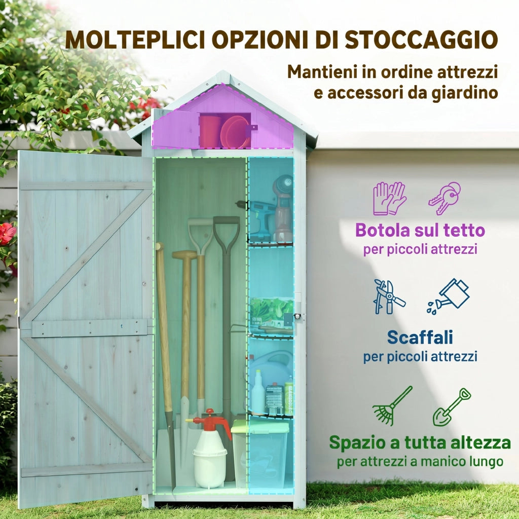 Casetta da Giardino Porta Attrezzi in Legno con Ripiani ¨C zephmum ¨C Blu, 77x54.2x179cm