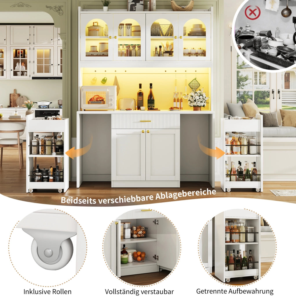 ARMADIO DA CUCINA 120x40x187 cm MDF Bianco con LED RGB