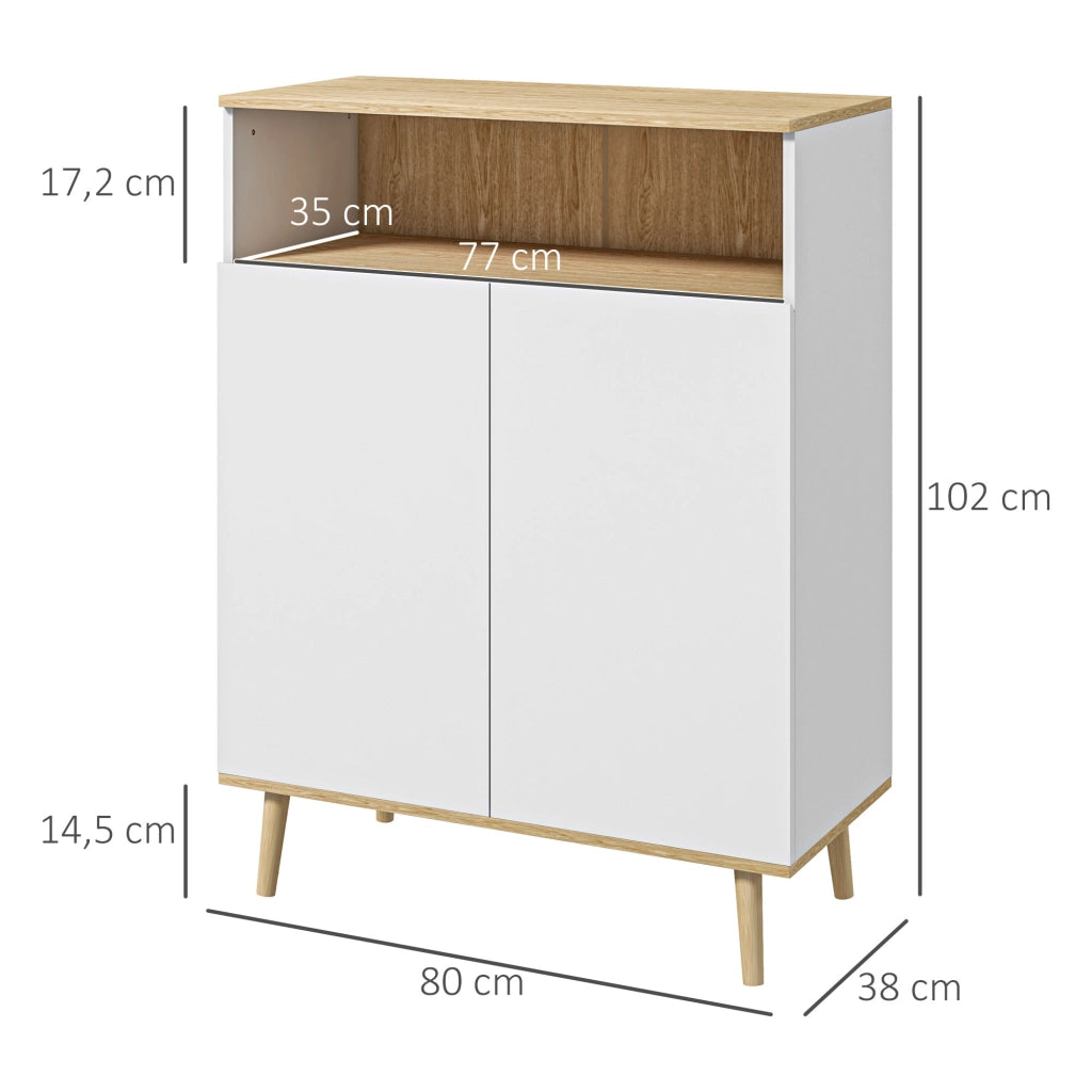 Mobile contenitore scandinavo ¨C Xylo ¨C 2 ante con ripiano interno bianco e legno